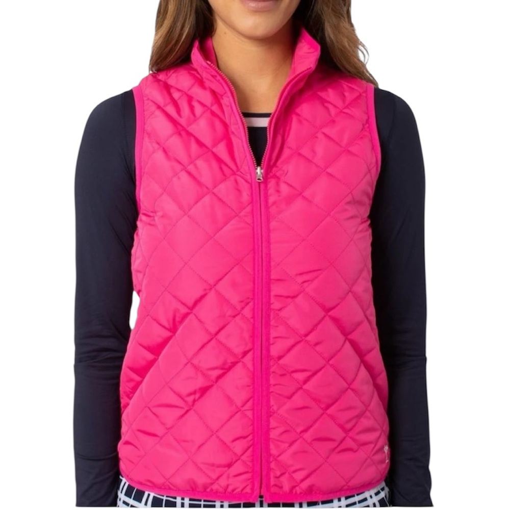 3 for $20 TIME AND TRU Quilted Puffer Vest Sleeveless Pockets Zipper Hot Pink S